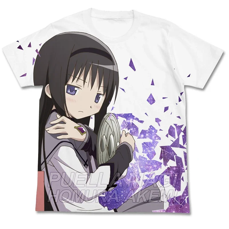 Camisetas con estampado 3D de Anime Puella Magi Madoka Magica para hombres y mujeres, camiseta de manga corta de gran tamaño a la moda, camisetas