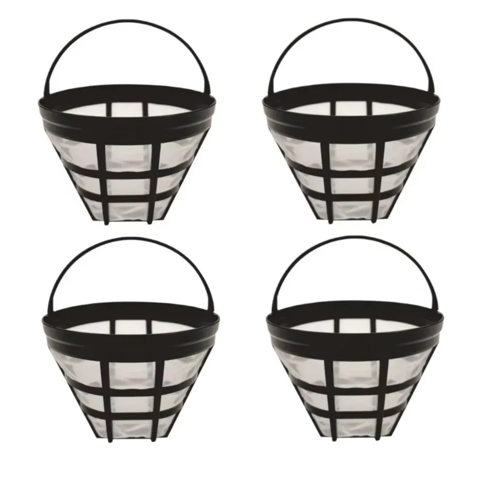 

4 шт. с ручкой, сетчатые фильтры для кофе, мелкая сетка, многоразовая корзина для кофемашины, нейлоновая сетка, термостойкая капельница для кофеварки