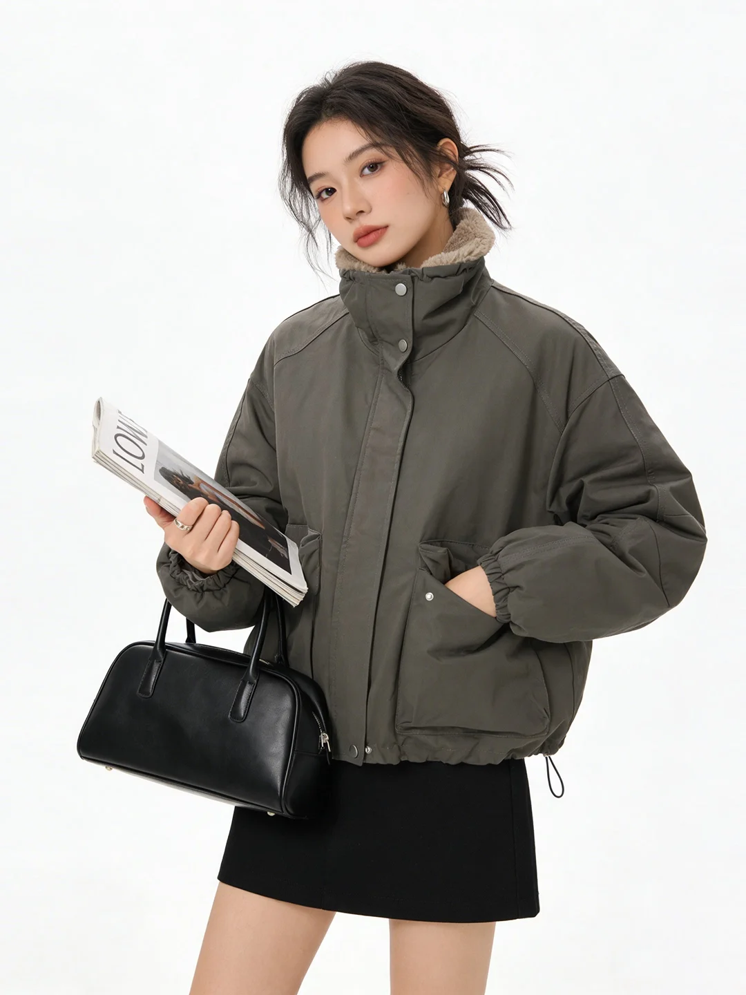 

Ретро-куртка с воротником-стойкой, утепленная, из хлопка, для женщин, свободного кроя, стройнящая, теплая, маленького размера, хлопковое пальто, верхняя одежда