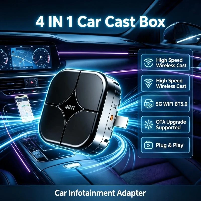 Updatable Usb Car Cast Box Integrates Multiple Cast Modes To Optimize Smartphone Vehicle Interactive Experience On Trips
