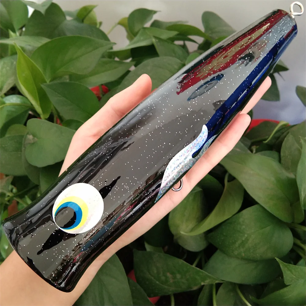 Señuelo Popper de madera para pesca en el mar, cebo flotante de fundición larga, 22cm, 180g, 1 unidad