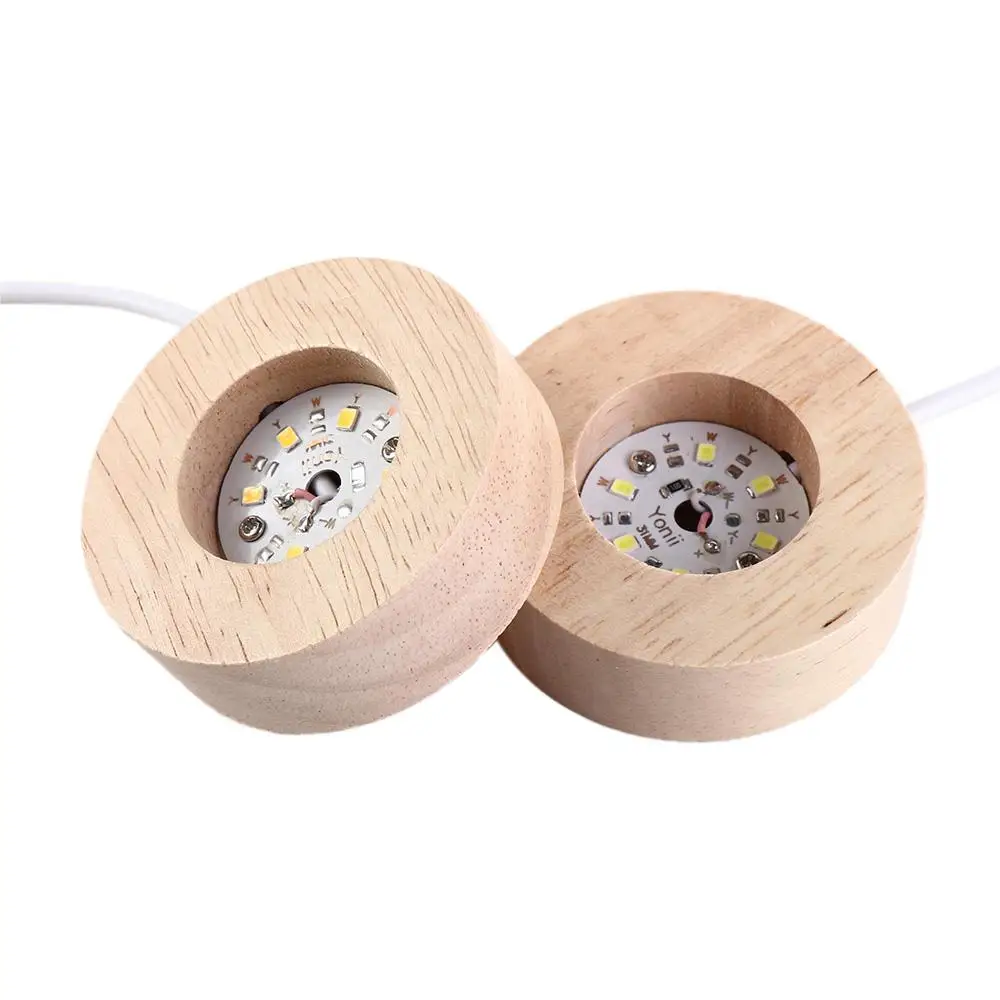 Round Room Art Ornament Display Stand Night Lamp Night Light Lamp Holder Lamp Base Wood Light Base Wooden LED Light