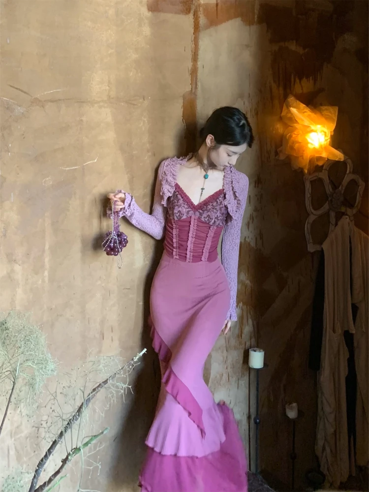 

Walkink фиолетовая орхидея винтажный топ с эластичными бретелями и юбкой, кардиган, модный комплект для женщин из полиэстера 20-х годов