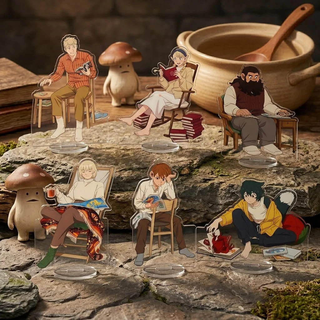 Anime Delicious in Dungeon Acrylic Stand Keychain 15CM Laios Falin Chilchuck Marcille Izutsumi Desktop Decor Fan Merchandise