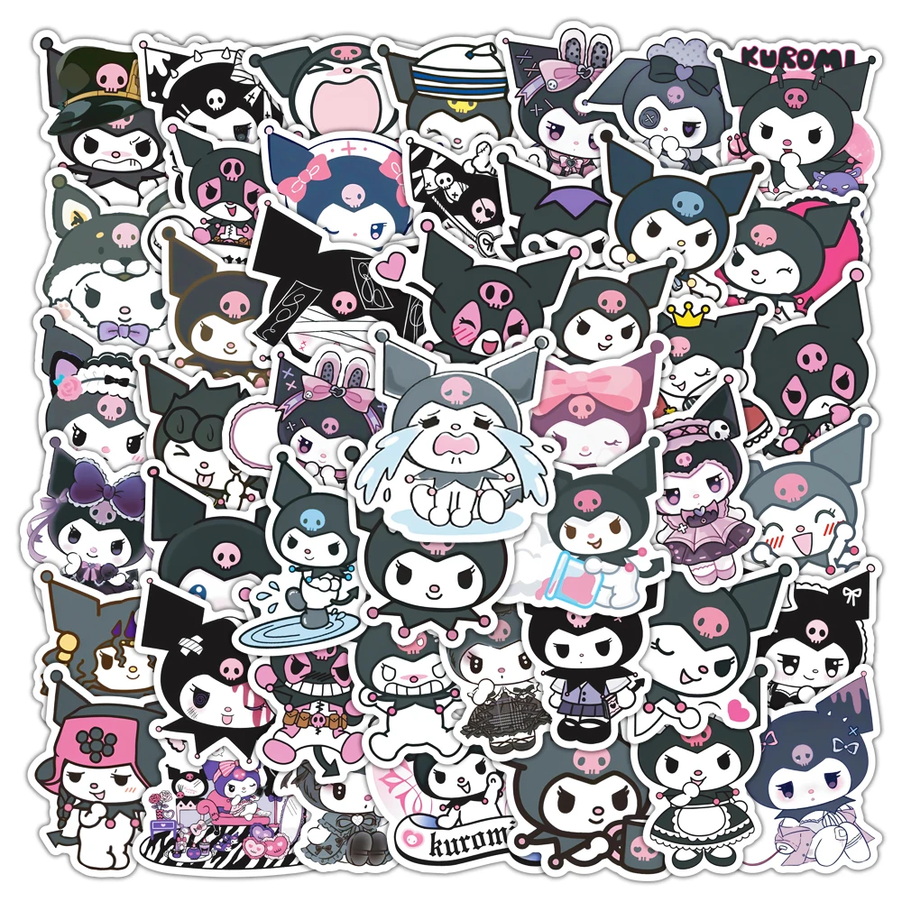 10/50PCS Kawaii Anime Kuromi Stickers Aesthetic Skateboard Guitar Suitcase Freezer Motorcycle Graffiti Decal Waterproof Sticker