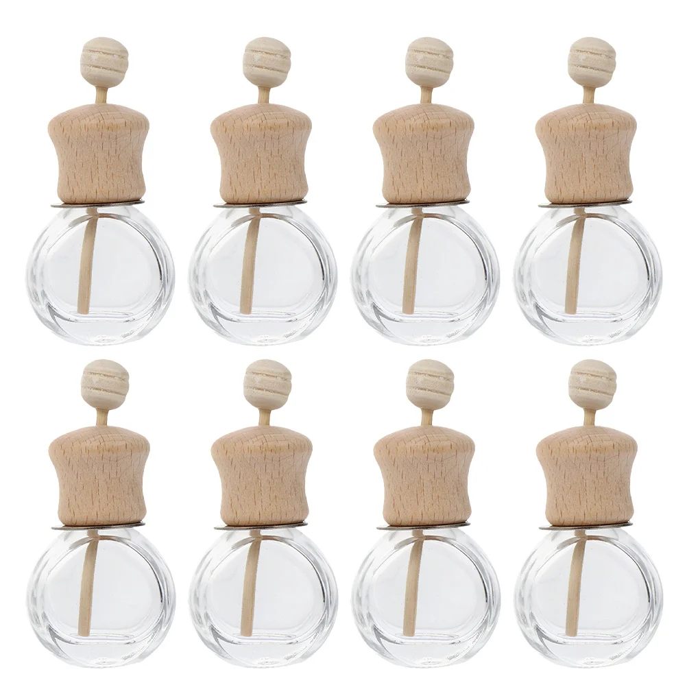 

8Pcs Car Diffuser Bottle 10Ml Air Vent Mounted Aromatherapy Clip Accessories Wooden Scent Diffuser Empty Glass Perfume Bottle