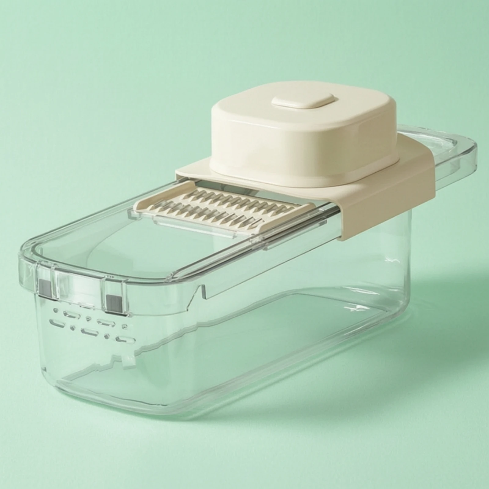 

Vegetable Cutter with Container Compact Mandoline Cutter with Interchangeable Blades Vegetable Shredder Dishwasher Safe