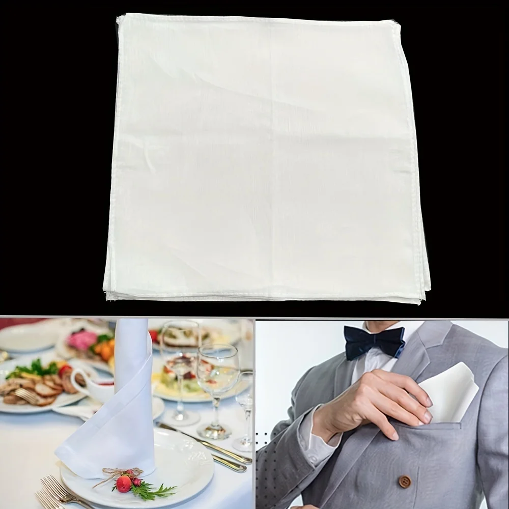 5pcs White Square Handkerchiefs Simple Elegant Soft Hankies Wedding Handkerchiefs Accessories