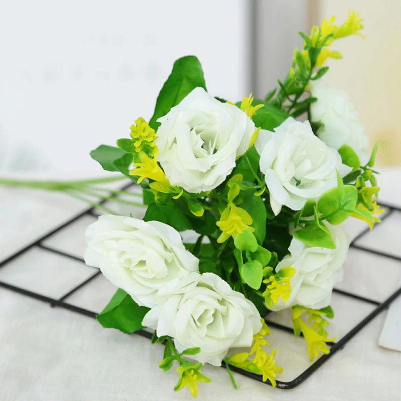 Silk Artificial Rose Flowers Autumn Decoration Party Wedding Home Christmas Fall Fake Flower Bouquet Craft Wreath Supplies