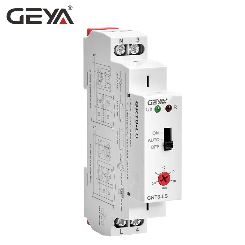 GRT8-LS/LM Staircase Time Switch 230VAC 16A 0.5-20mins Light Delay Switch Corridor switch GEYA