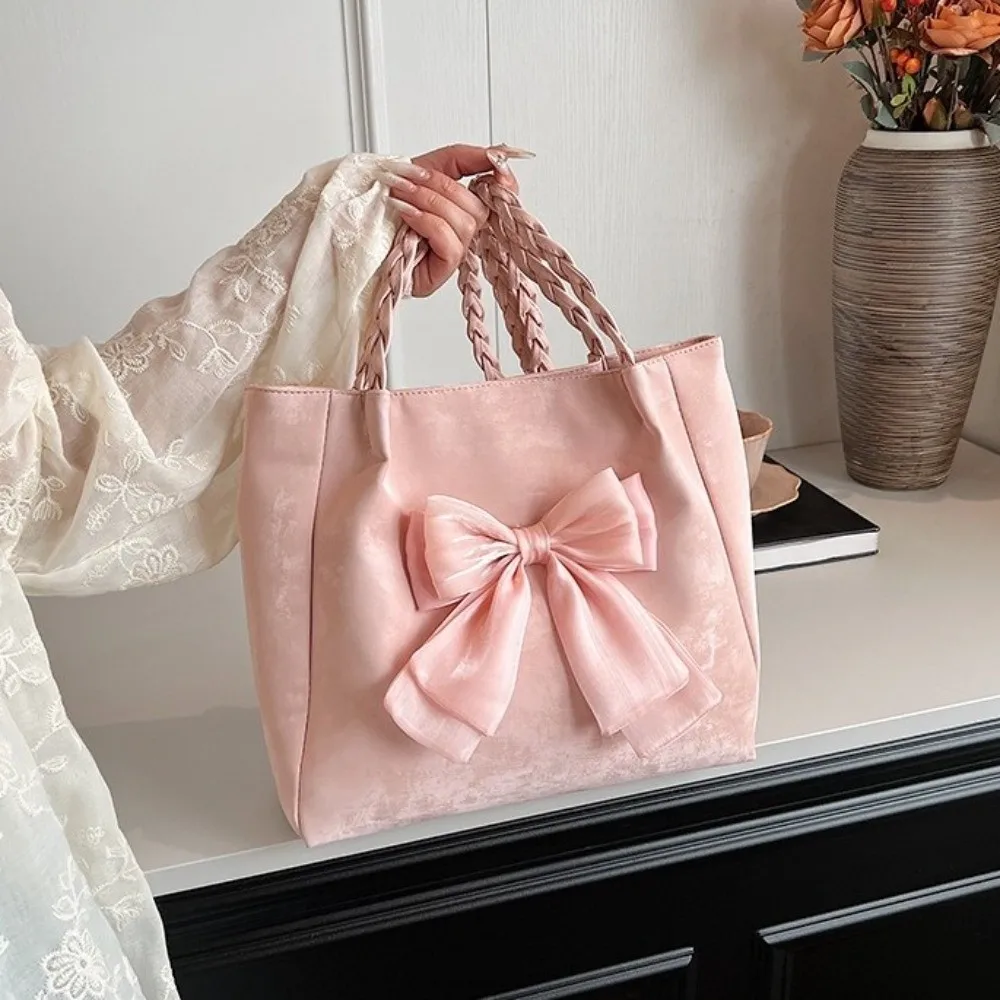 

Универсальная большая вместительная сумка на плечо с бантом, мягкая женская сумка из искусственной кожи, модная повседневная ручная сумка для ежедневных поездок на работу