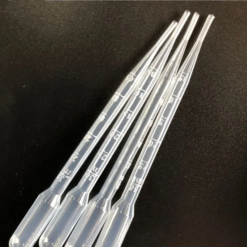 100pcs/set 3ML Transparent Pipettes Disposable Safe Plastic Eye Dropper Transfer Graduated Pipettes for Lab Experiment Supplies