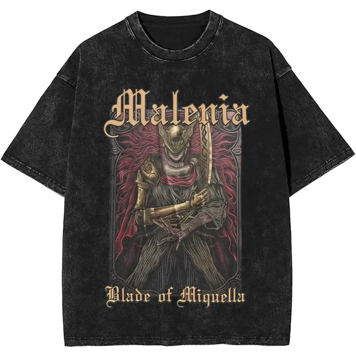 2025 Women Men Malenia Blade Of Miquella Washed T Shirt Summer Maidenless Tarnished Classic Simple Harajuku T Shirt New Arrival