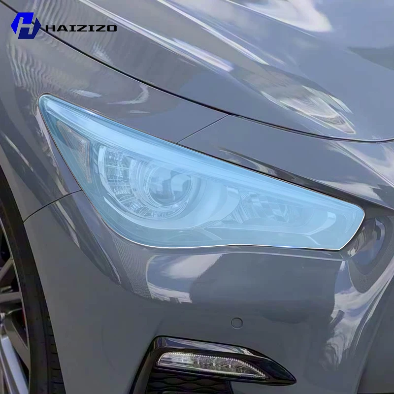 

For INFINITI Q50 2019-2025 Smoke Black TPU Headlight Protection Film Anti-Scratch & UV Resistant Easy Install Vinyl Wrap Kit