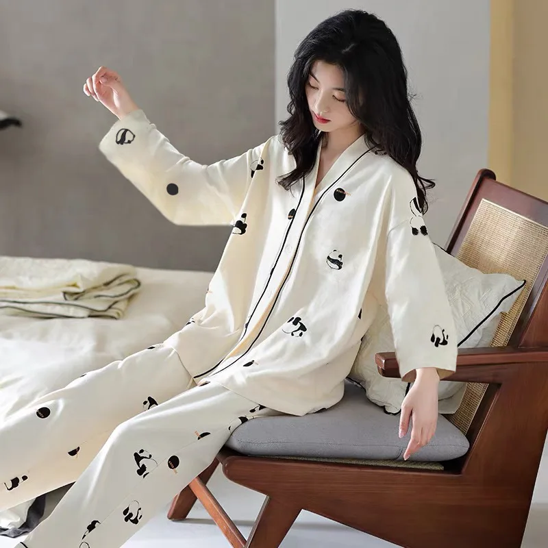 New Spring and Autumn Pajamas Homewear Suit Women\'s Long-Sleeved Homewear Autumn and Winter Models Casual Pajamas Homewear Suit