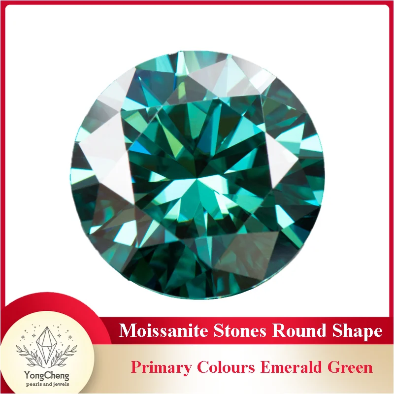 

Moissanite Stones Round Shape Primary Colours Emerald Green Lab Grow Diamond Wholesale High-quality Gemstones with GRA Certifies