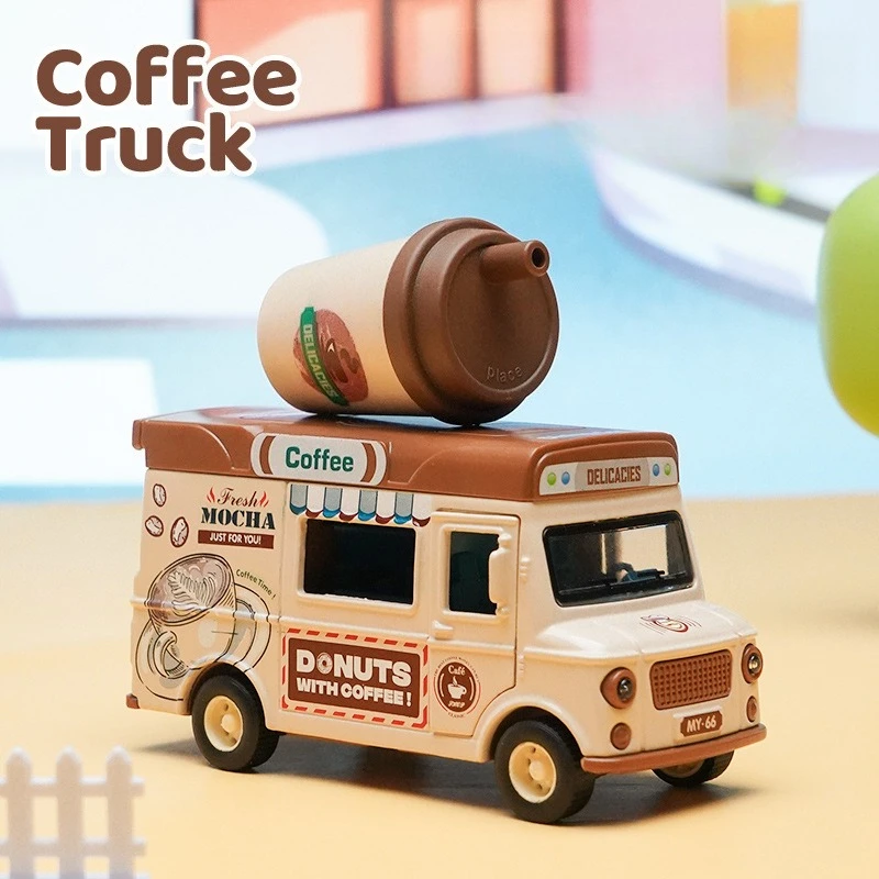 Coche de comida rápida extraíble versión Q 1:36, modelo de coche de aleación, hamburguesa, inducción magnética, novedad, juguete con sonido y luz, regalo para niños