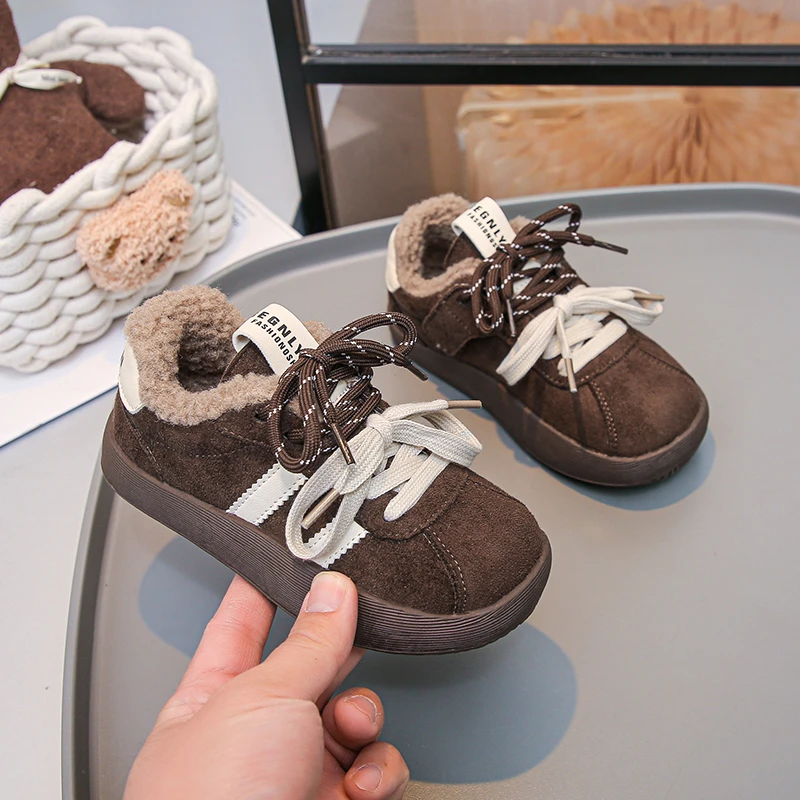 

2025 Winter New Soft Bottom Casual Shoes Children's Thick Bottom Lifting Board Shoes Girls Fleece Sports Shoes