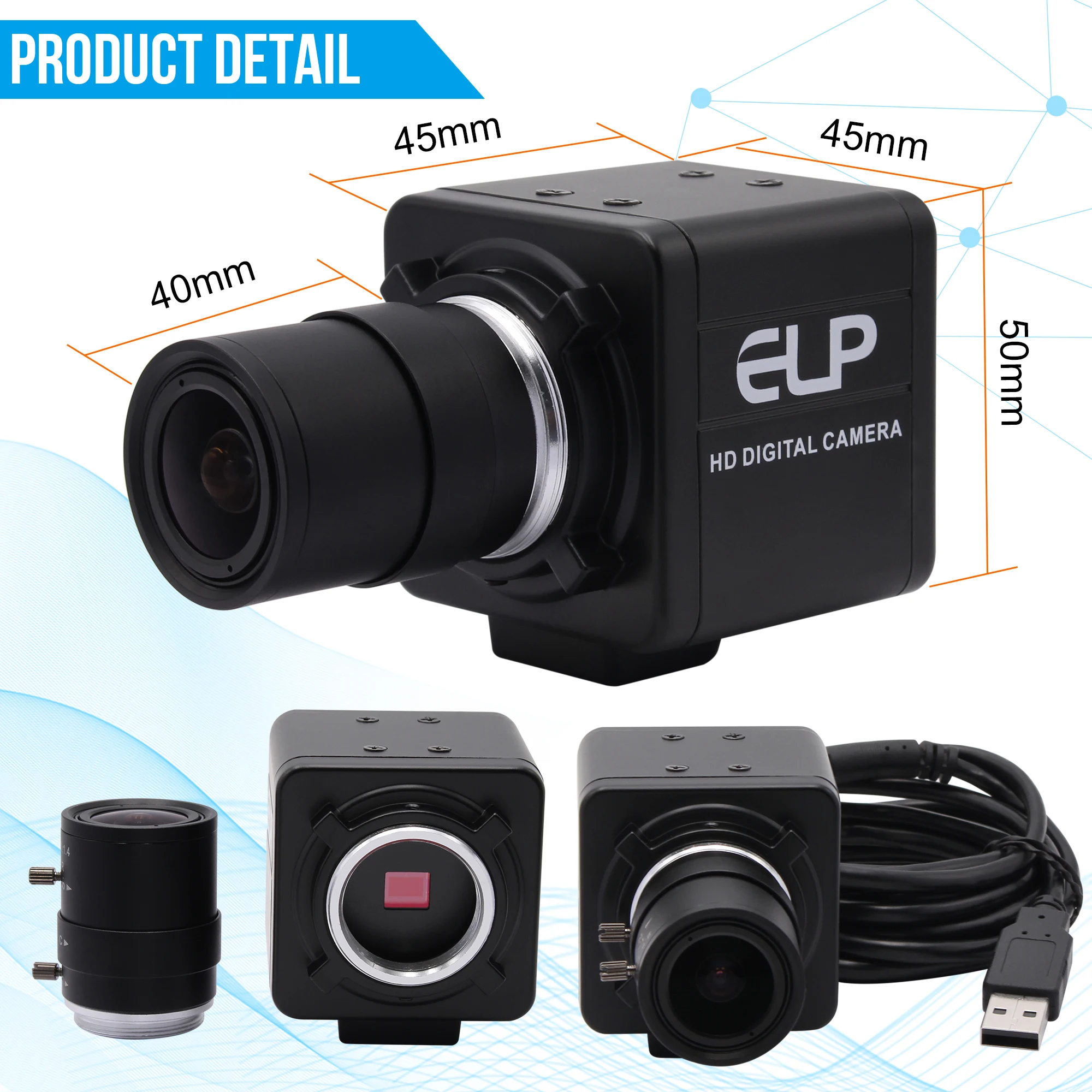GOOD 4K USB Camera 3840x2160 30fps  IMX317 Sensor HD USB Webcam Camera with Manual Zoom Varifocal Lens for Document Scanning