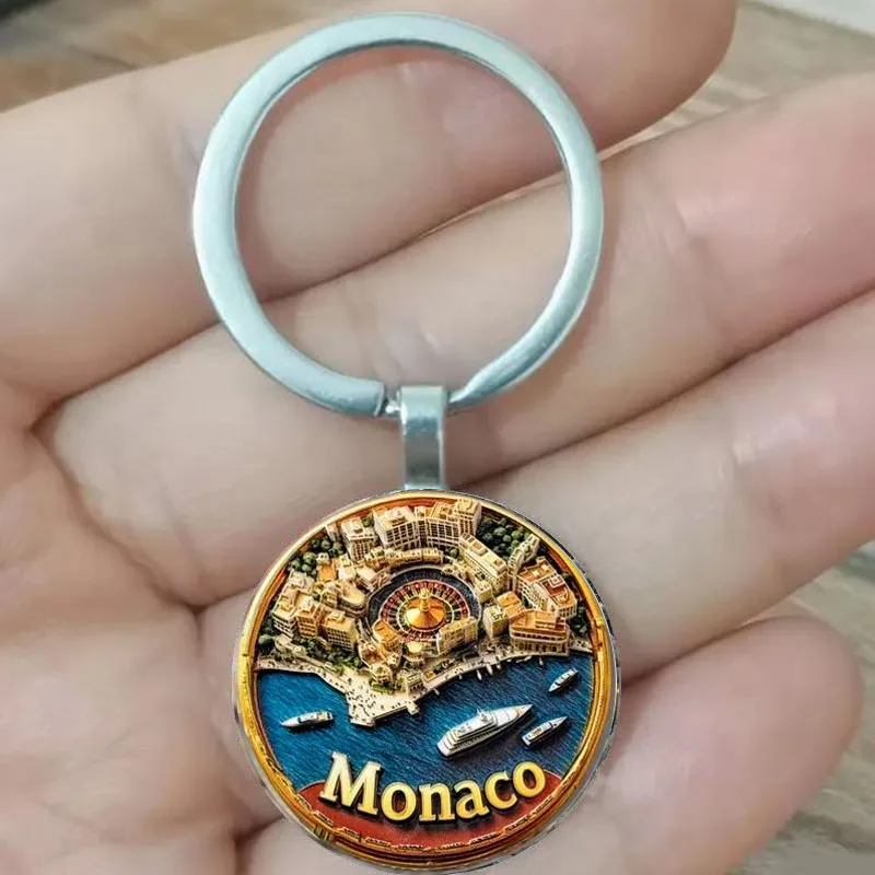 

Monaco keychain yacht and Monaco European landmark and travel themed gift