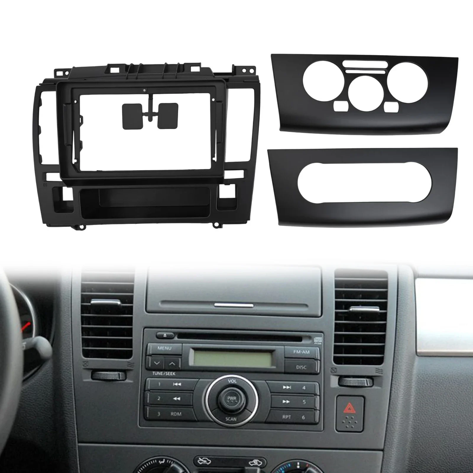 9-inch Center Console Navigation Face Frame For Nissan For Tiida Latio For Android Stereo Player Panel Car Radio Fascias
