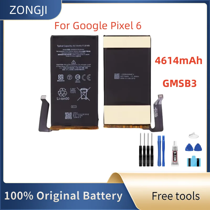 New Battery GMSB3 Phone Battery For HTC Google Pixel 6 Pixel6 Cellphone Battery 4614mAh Replacement Batteries +Tools