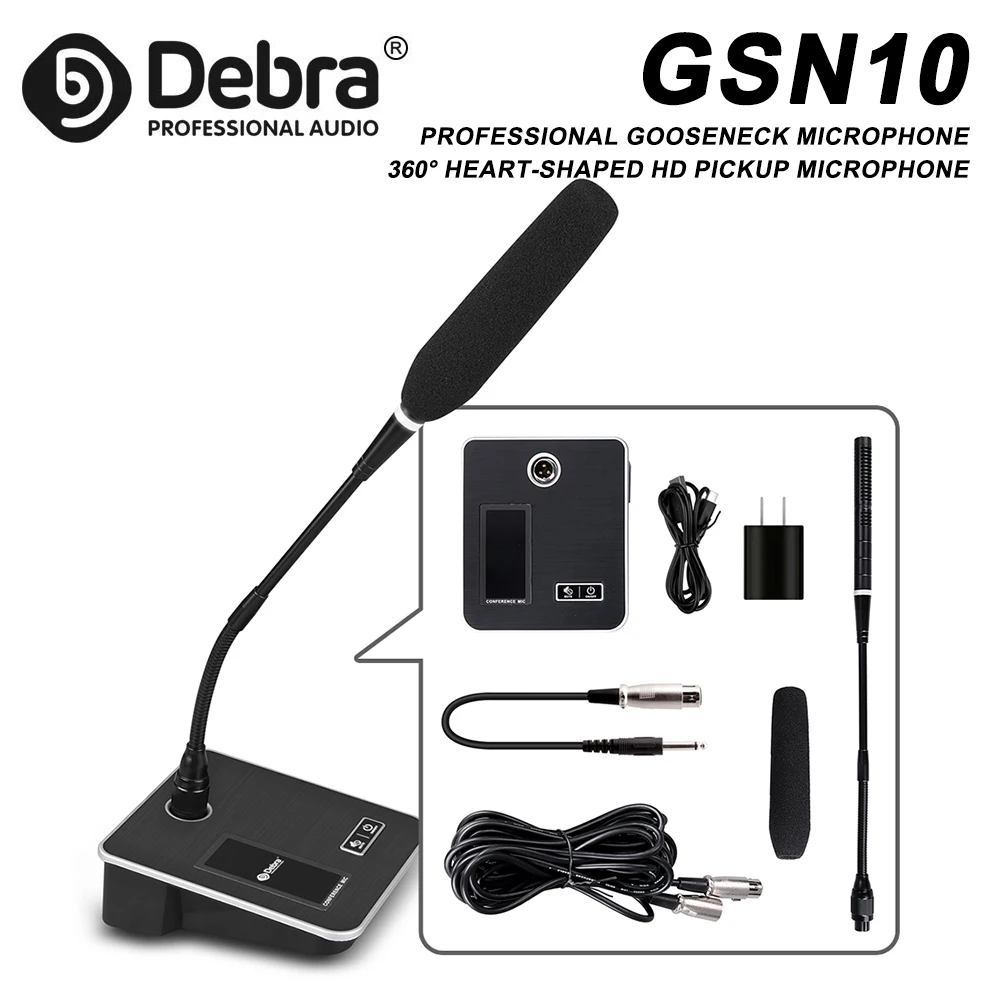 

Микрофон для конференций Debra GSN10 с гибкой стойкой, 100 Гц-16 кГц, с шумоподавлением для четкой речи на встречах/прямых трансляциях