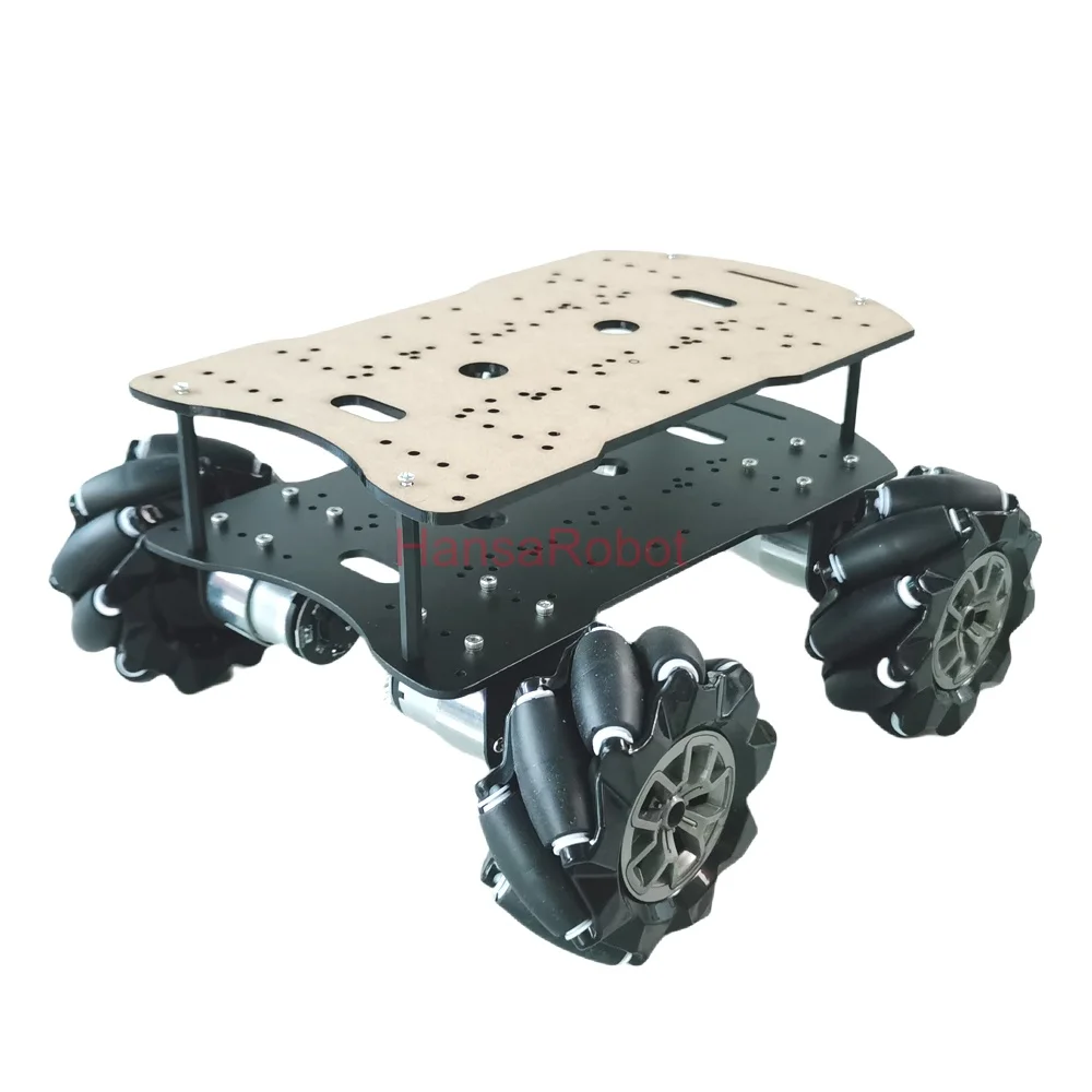 Kit per auto robot con ruota Mecanum 4WD a doppio telaio con carico da 25 kg con motore encoder Hall 12V DC Arduino ROS telaio braccio robot kit giocattolo fai da te