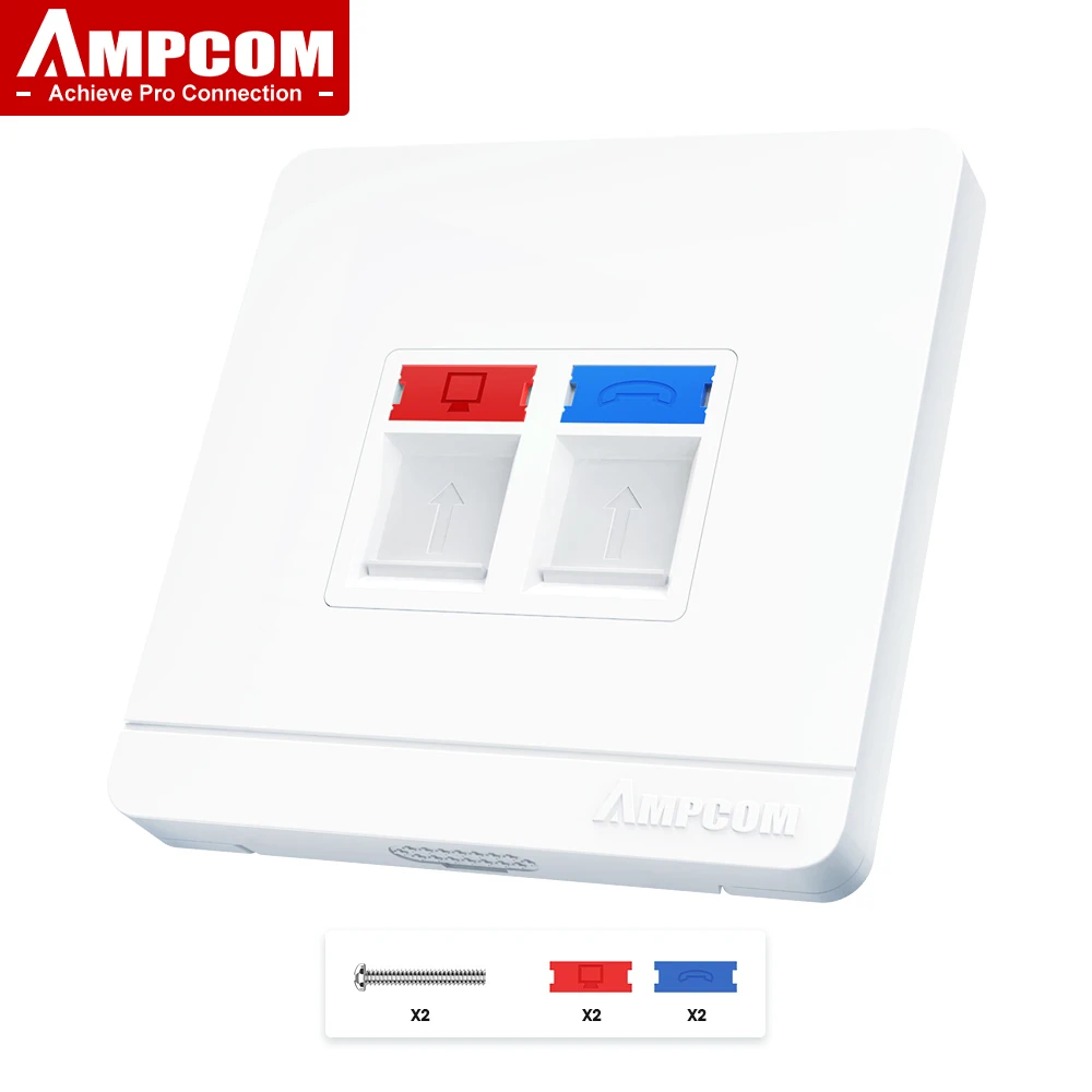 AMPCOM 86. Płyta czołowa Panel gniazd komputerowych Moduł sieciowy RJ11 RJ45 Interfejs kabla Gniazdko ścienne Sprzęt elektryczny