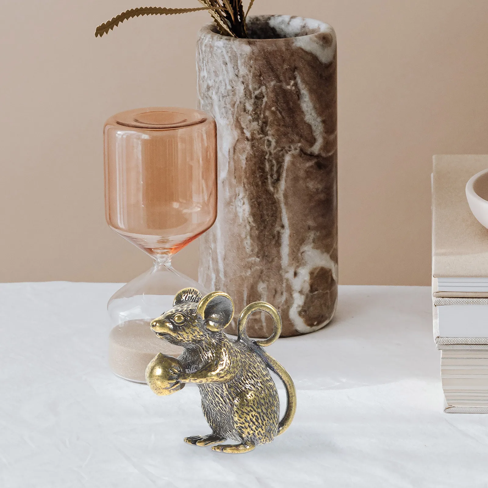 

2pcs Copper Rat Peach Pendant Office Decor Keychain Charm DIY Jewelry Making Crafts Mini Brass Mouse Accessories