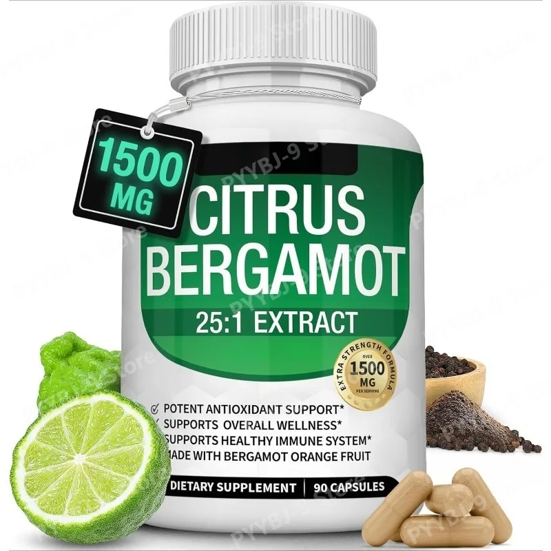 

Citrus Supplement 1500mg - 25:1 Bergamot Extract To Support Health, Immune System, Potent Antioxidant, Natural Vegan 90 Capsules