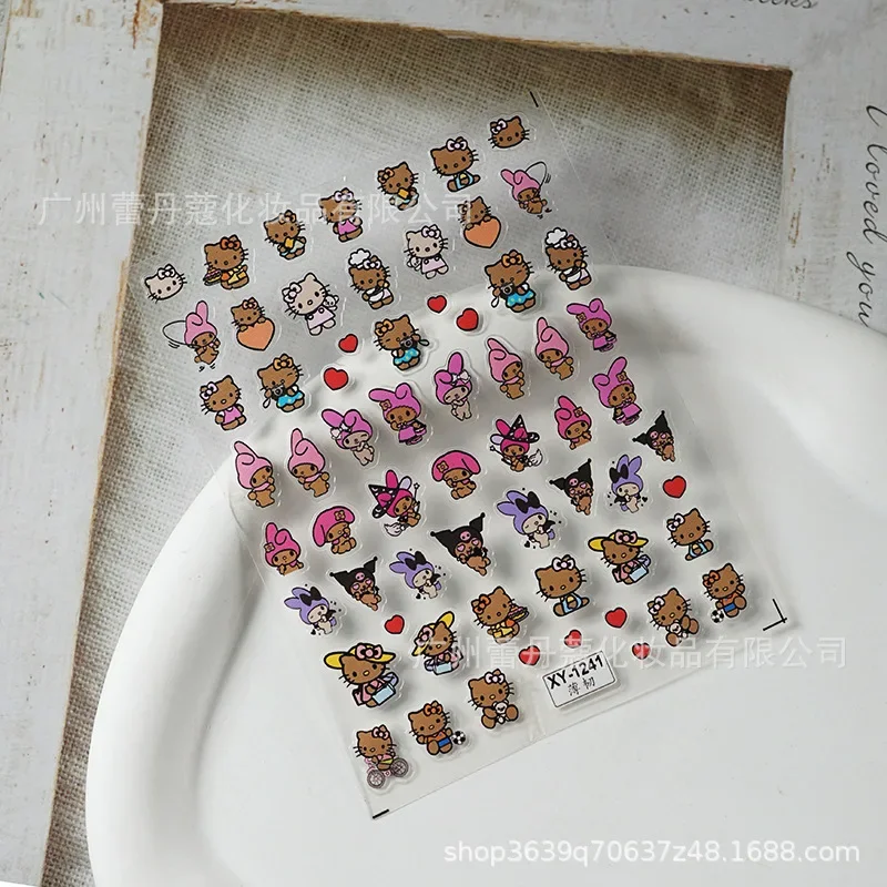 Cartoon Anime 3D Thin Tough Cartoon Hello Kitty Holiday Style Girl Hot Girl Sanrio Kurome with Adhesive Nail Stickers