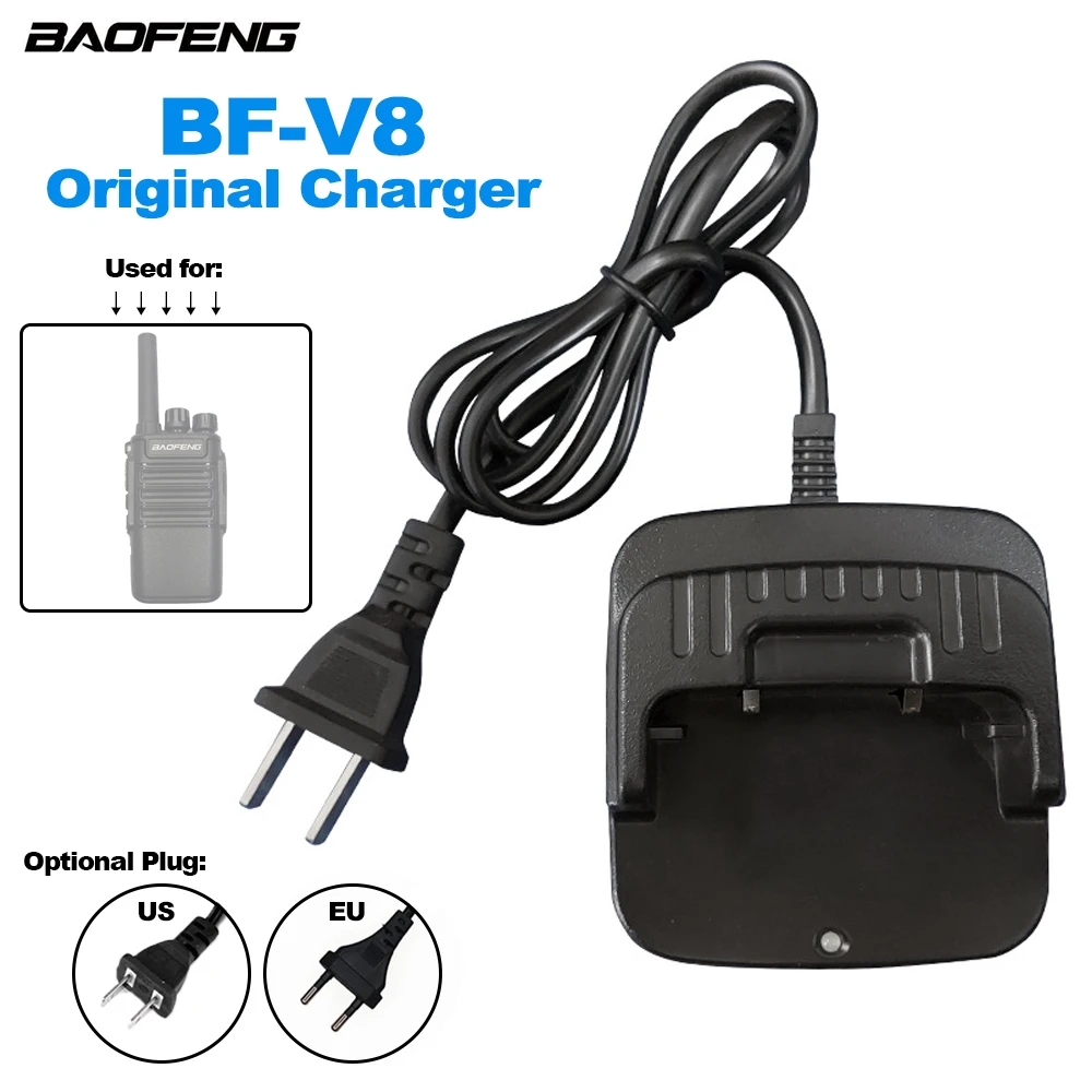 BAOFENG-cargador Original de BF-V8, cargador de escritorio con enchufe europeo/estadounidense opcional, para Radios bidireccionales portátiles V8, carga adicional de batería