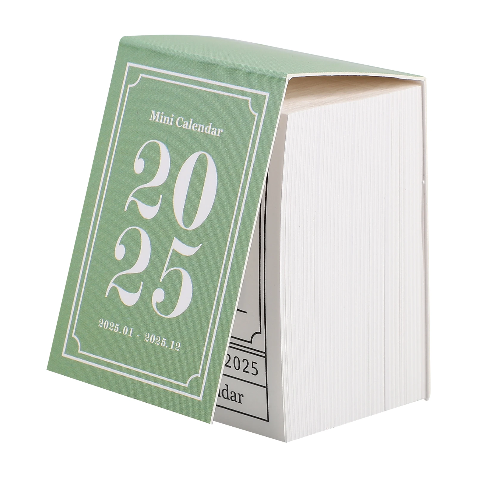 Mini Calendar Desktop Standing Green Tear Off 2025 Retro Small Desk Decor Mini Schedule Notepad Paper Material Clear