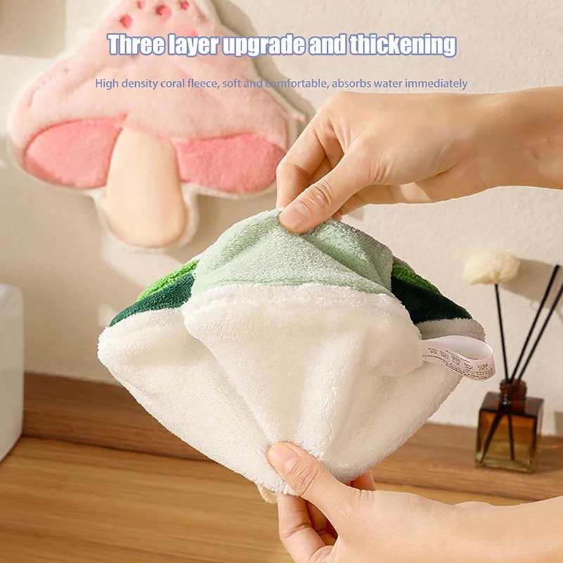 Hand Towel Cartoon Wipe Handkerchief Rag Vegetable Shape Towels For Wiping Hands Thickening Absorbent With Hanging Loop