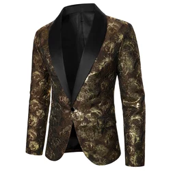 Blazer casual de tecido luxuoso texturizado masculino, terno de negócios masculino, banquete de palco, estilo de rua, anfitrião do casamento