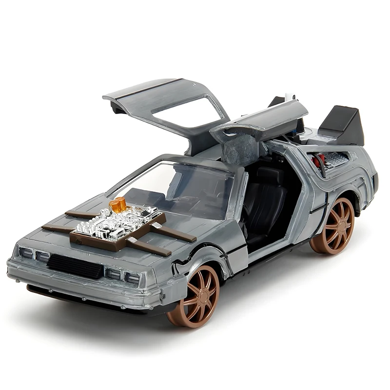 JADA 1/32 DMC-12 DeLorean DMC I II III Ritorno al futuro Macchina del tempo Mr.Fusion Diecast Modello di auto giocattolo