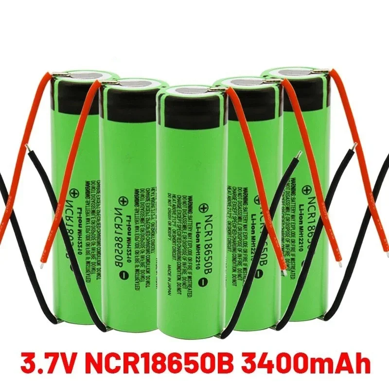 1-20pcs 100% Original 18650 battery 3400mah 3.7v lithium battery NCR18650B Suitable for flashlight battery +DIY wire