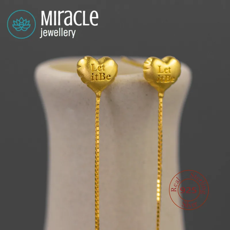 Miracle Sterling Silver 925 Let It Be Sterling Silver Earrings Tribute To The Beatles Rock Music Heart Balloon Tassel