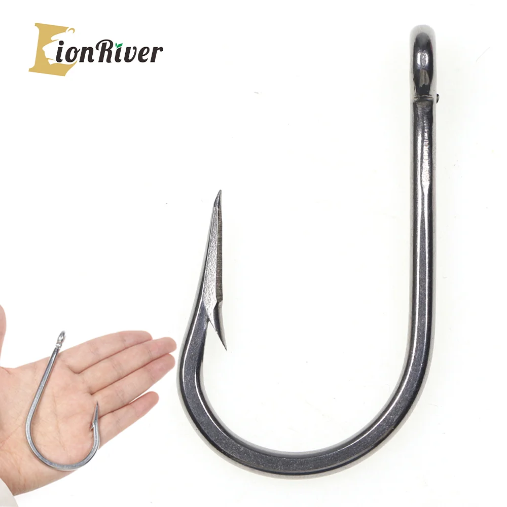 LIONRIVER Stainless Steel Giant Barbed Deep Sea Ocean Fishing Hook For Big Game Shark Tuna Tarpon Saltwater Trolling Fishing