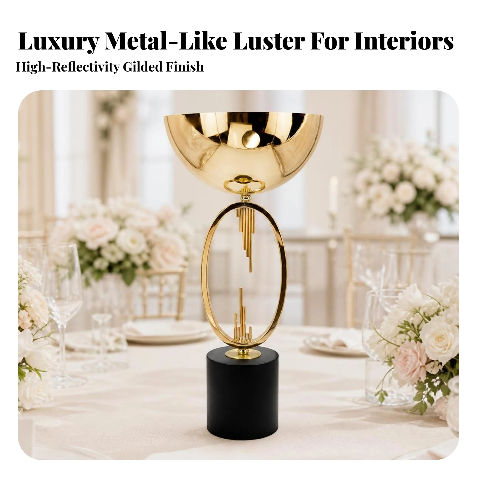 Iron Floral Stand with Bowl Wedding Metal Flower Vessel Flower Display Stand Gold Holder Freestanding for Florists