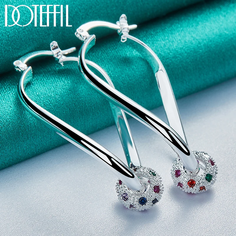 DOTEFFIL-pendientes de aro de Plata de Ley 925 para mujer, aretes redondos de circonita AAA de colores, joyería para fiesta de compromiso, boda