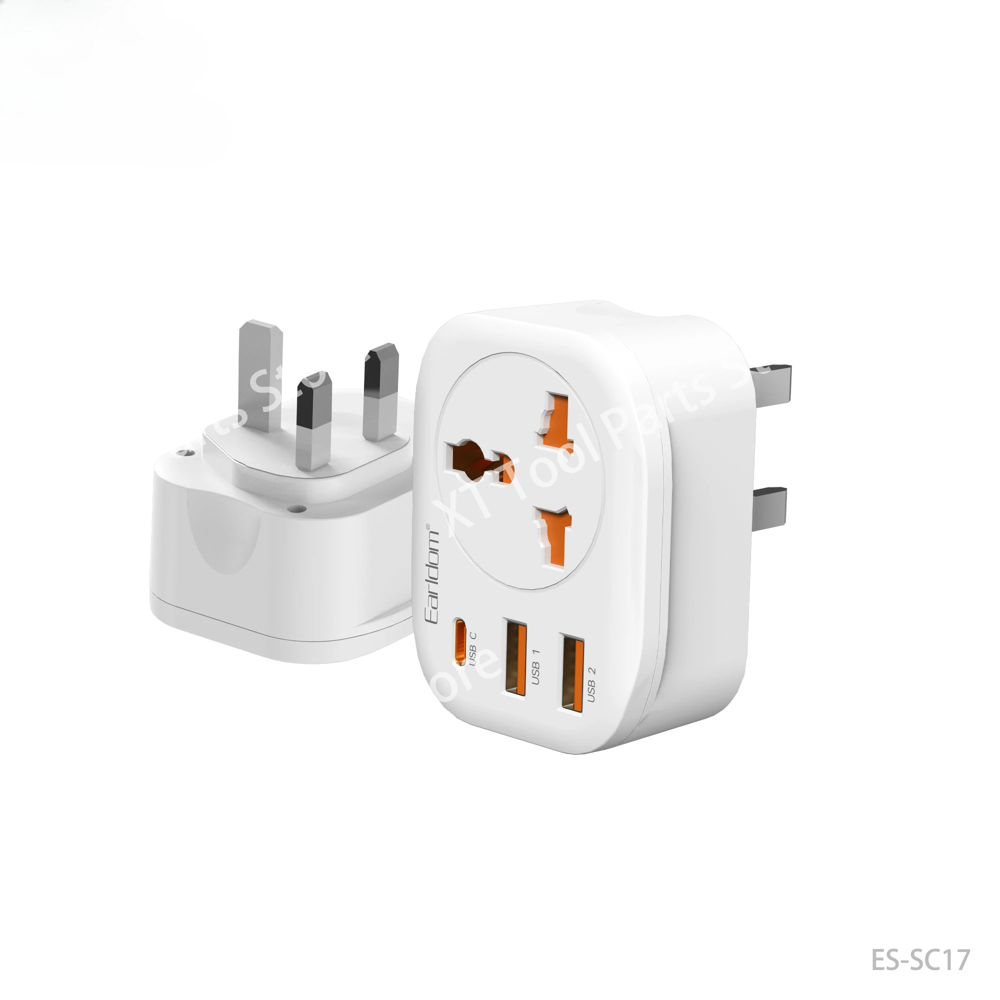 Earldom 4000W Fast Charging European Union Multifunction Power Socket with Two USB Ports and One Type C for Phone/PC/Tablet