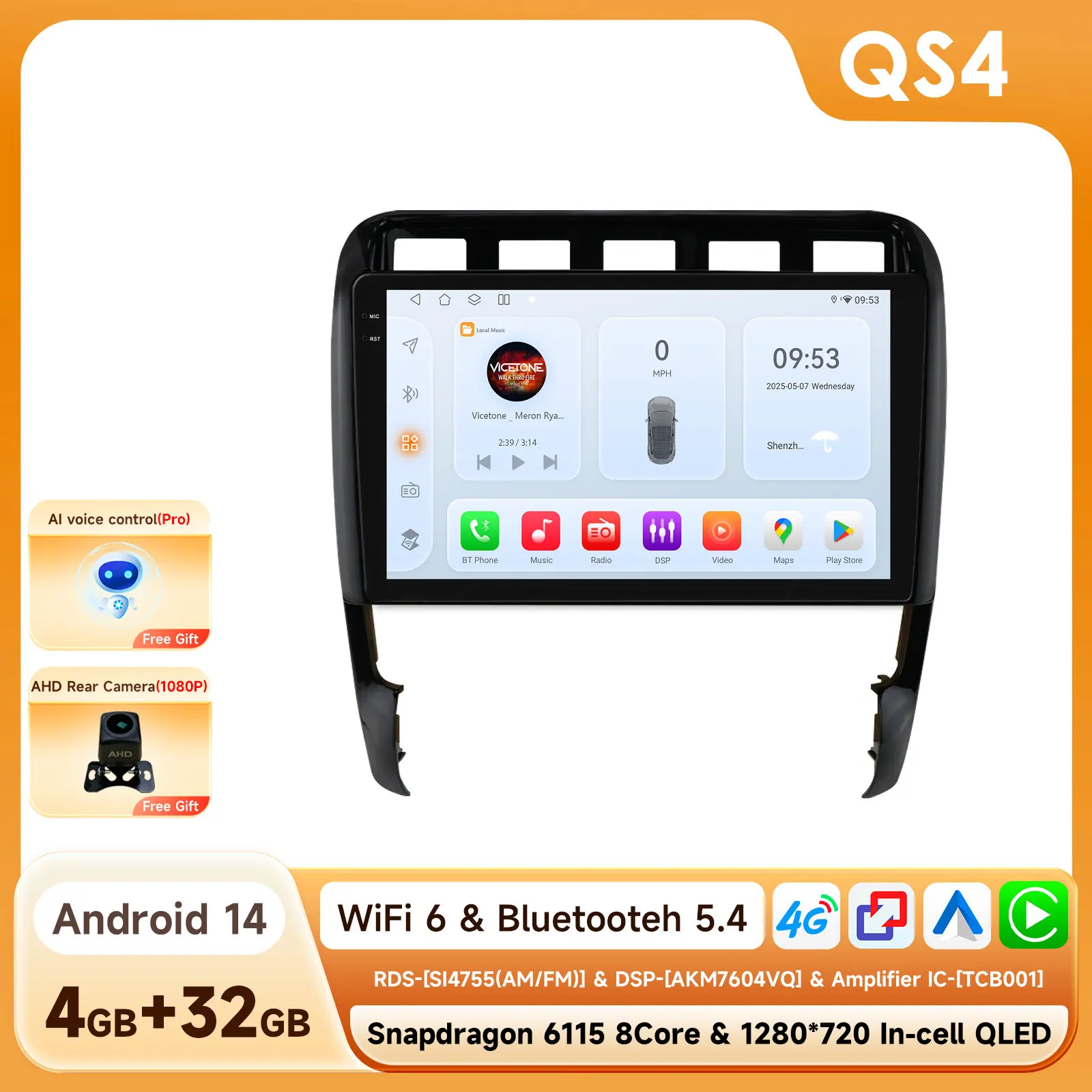 8G 128G CarPlay Android Auto autoradio voor Porsche Cayenne 1 9PA 2002 - 2010 GPS Intelligent Systems Stereo Multimedia autoradio