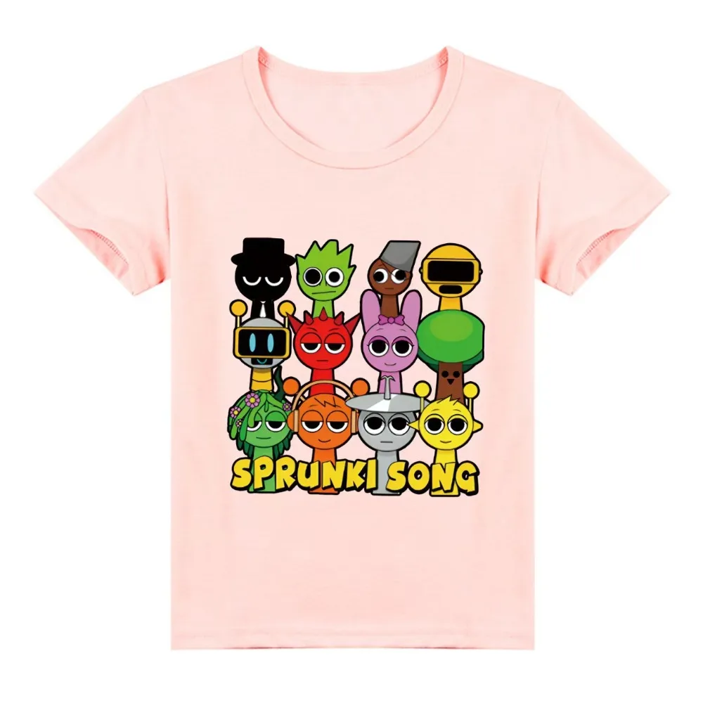 

Новая летняя футболка Sprunki, детская одежда, свободные модные футболки с героями мультфильмов, топы, детская одежда с короткими рукавами, повседневные футболки в стиле аниме