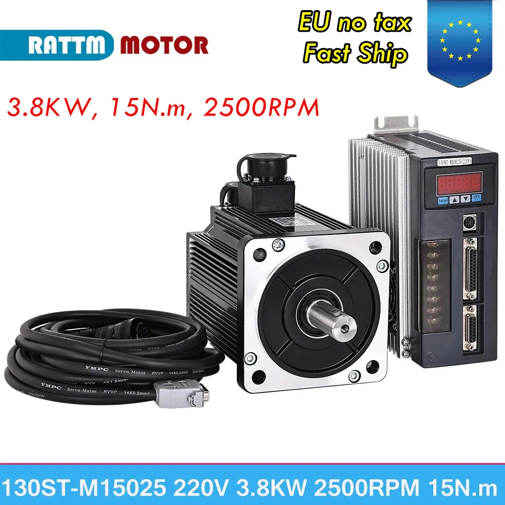 【Optical Encoder】3.8KW 15N.m 130ST-M15025 220V AC Servo Motor With Brake Or Not Speed 2500-3000RPM For CNC