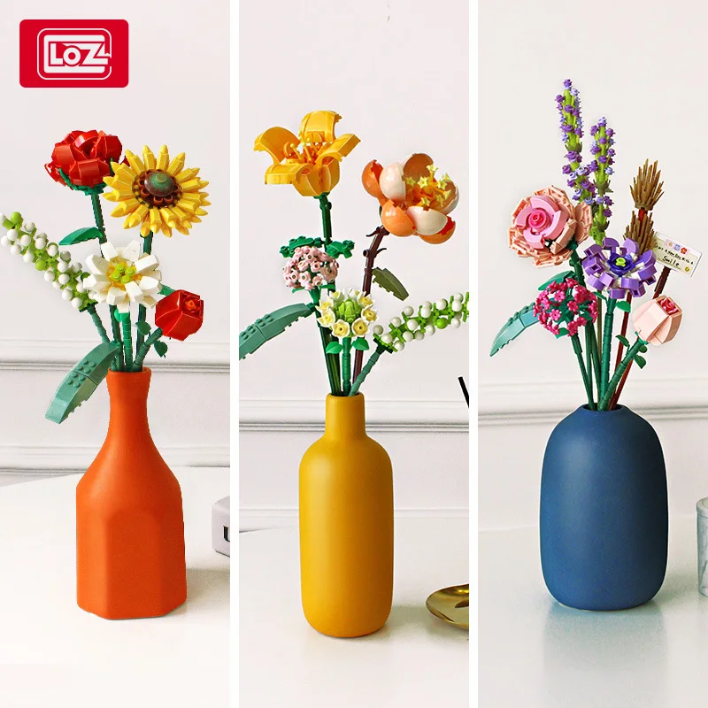 

LOZ Plant series Rose Eternal Flower DIY simulation bouquet small particle model assembled girls and girls building blocks toys