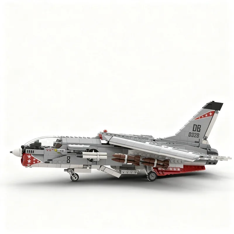 948-teiliges WW2 Militär MOC F-8 Crusader USM Flugzeugmodell DIY Kreatives Kampfflugzeug-Display Bausatz Deko-Geschenk