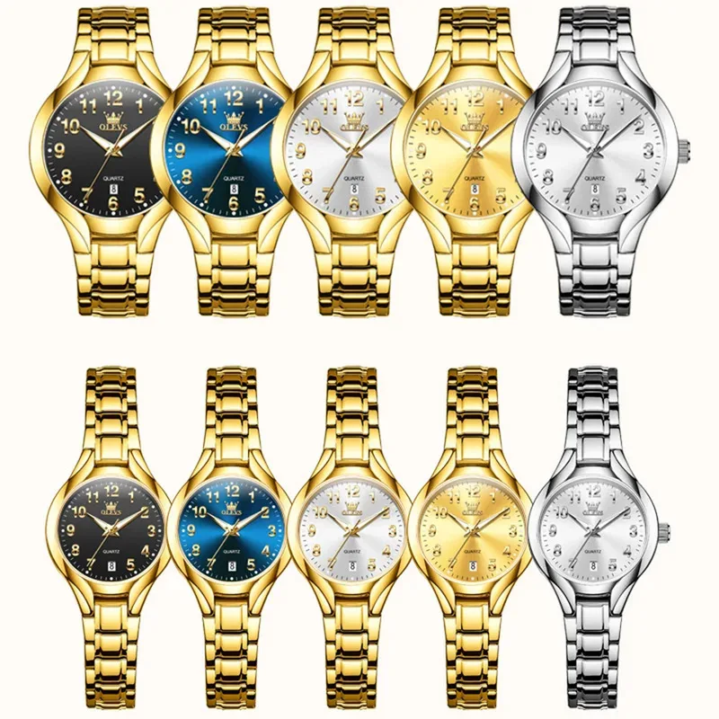 OLEVS 3650 Luxury Couple Quartz Wristwatch Waterproof Steel Luminous Date Men Women Fashion Top Brand Original