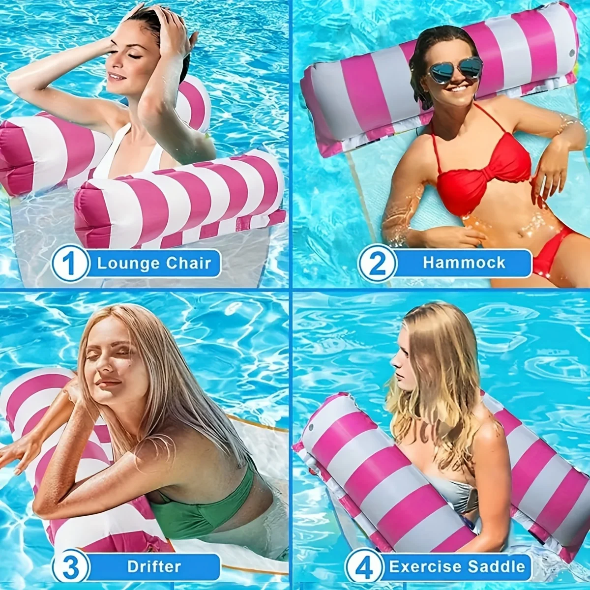 Aufblasbare Pool-Hängematte, Liege, Wasser-Hängematte für Erwachsene, 220 lbs, verdicktes PVC, für Pool, Strand, See, sommerlichen Wasserspaß – Detail 8